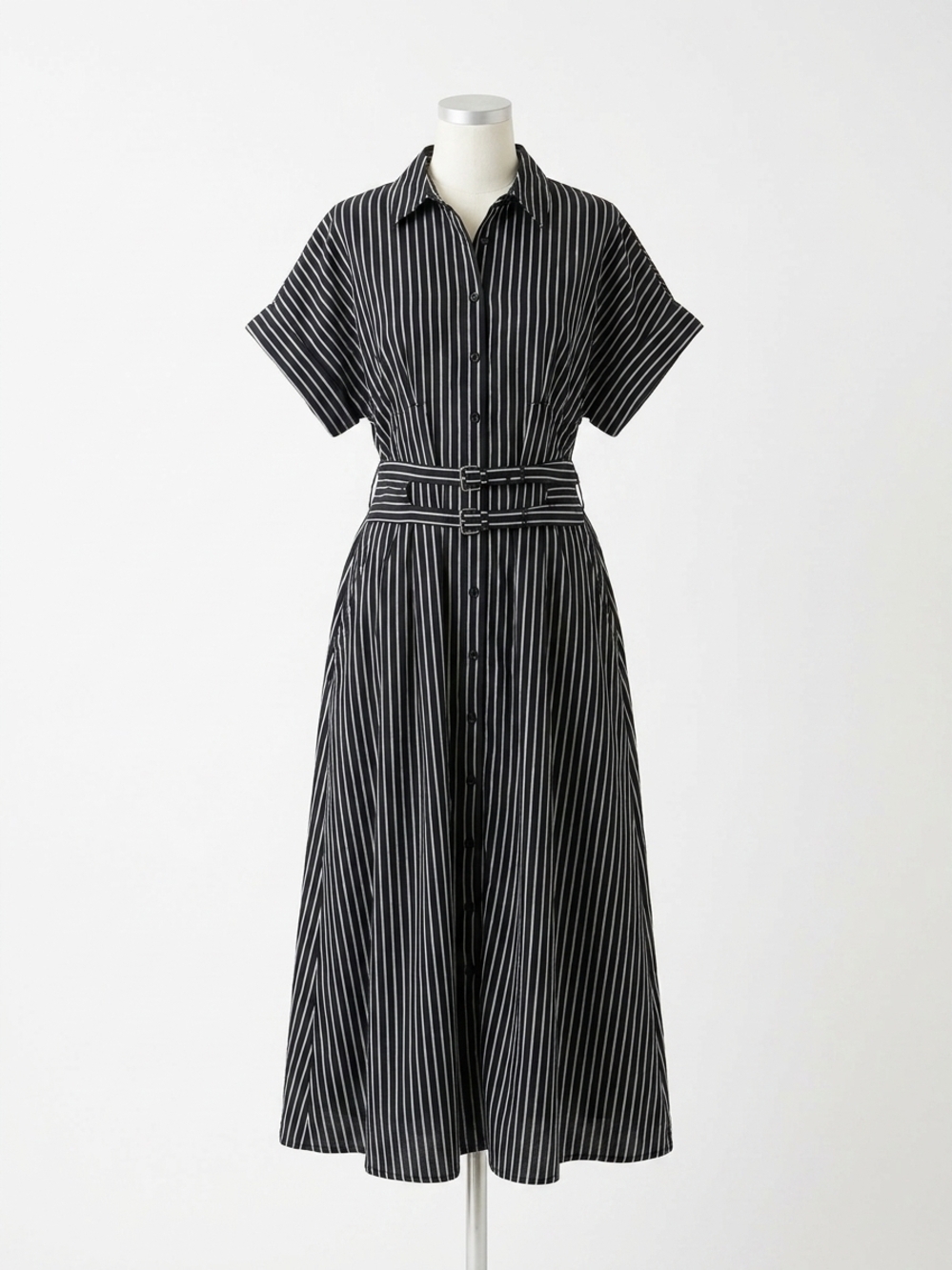 NEW BY TOGETHER button-down midi dress in black